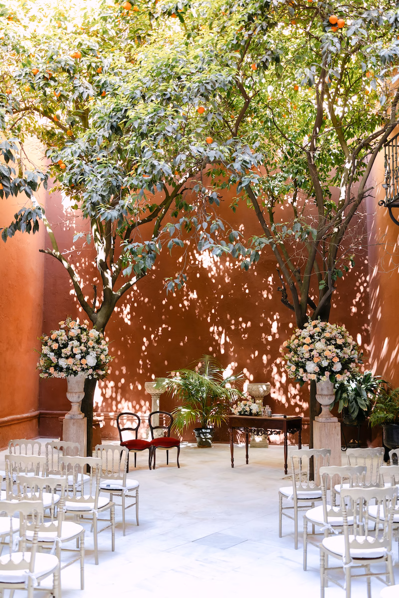 intimate wedding ceremony seville courtyard spain. Intimate and romantic destination wedding in Seville.